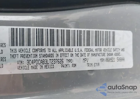 2020 Dodge Journey Se Value from USA, damaged, VIN 3C4PDCAB3LT237626